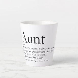 Tasse Latte Définition de Tante en Noir et Blanc