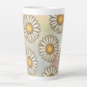 Tasse Latte Délicieux Motif Daisy sur Pastel Arrière - plan