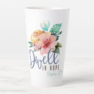 Tasse Latte Demeurez dans la Bible de l'Espoir Verse Floral