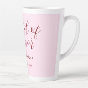 Tasse Latte Demoiselle d'honneur mauve nom date rose pastel ma