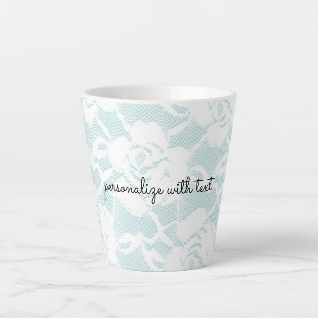 Tasse Latte Dentelle blanche rose de menthe (Devant)