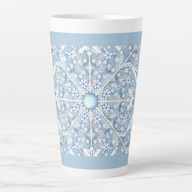 Tasse Latte Dentelle en céramique bleu clair (Devant)