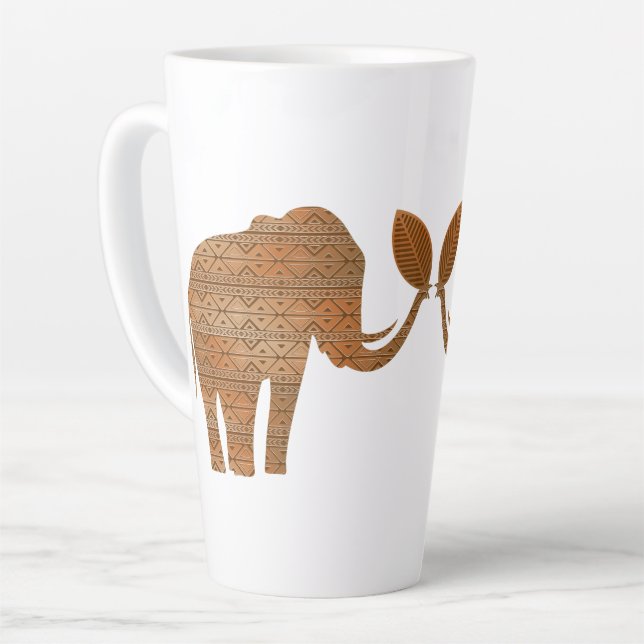 Tasse Latte Design d'art tribal des éléphants (Angle gauche)