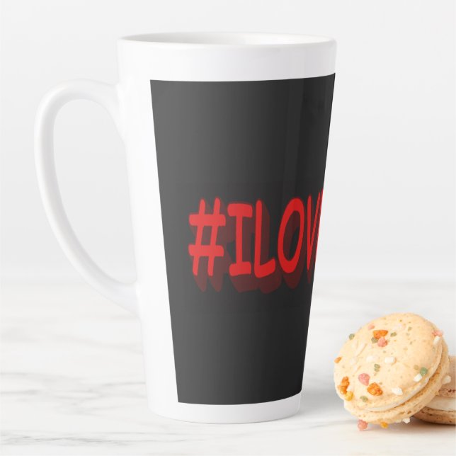 Tasse Latte Design d'expression mignon "#ILOVEISRAE". Commande (En situation)