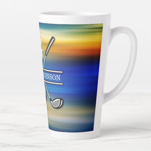 Tasse Latte Design élégant de Monogramme de Golf Customisé (Droite)