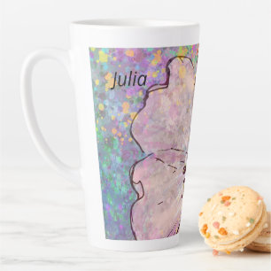 Tasse Latte Design floral avec peinture à éclaboussure