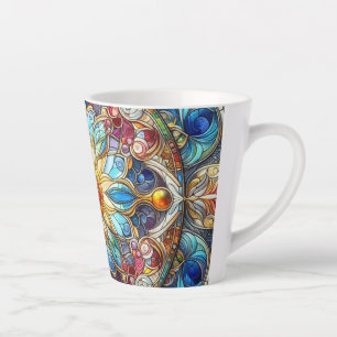 Tasse Latte Design floral en verre tendu