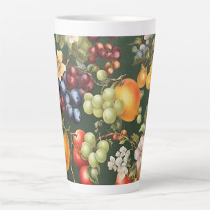 Tasse Latte Design italien élégant avec Fruits et Fleurs