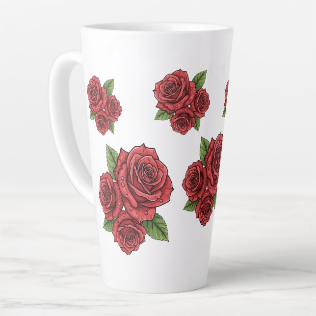 Tasse Latte Design Rose élégant (Angle gauche)