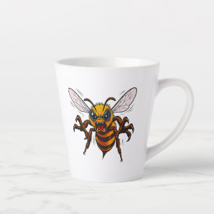 Tasse Latte Dessin animé de guêpe en charge, insecte audacieux