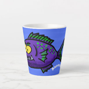 Tasse Latte Dessin animé de poisson piranha