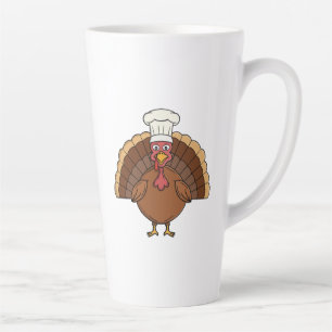 Tasse Latte Dessin animé dinde chef Thanksgiving