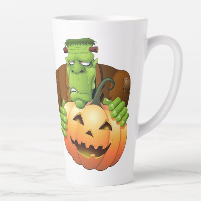 Tasse Latte Dessin de Frankenstein Monster avec Citrouille (Droite)