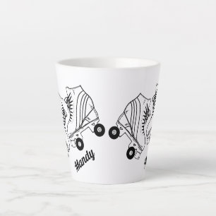 Tasse Latte Dessin de patinage à rouleaux minimaliste Nom pers