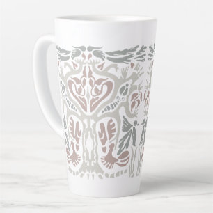 Tasse Latte Dessin de style Art nouveau d'arbre aux oiseaux
