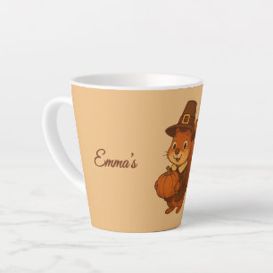 Tasse Latte dessin mignon de l'écureuil d'Action de grâces Cit