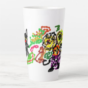 Tasse Latte Deux chats noirs amoureux de l'automne