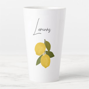 Tasse Latte Deux citrons aux feuilles vertes Agrumes frais