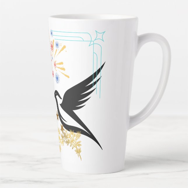 Tasse Latte Deux oiseaux majestueux (Droite)