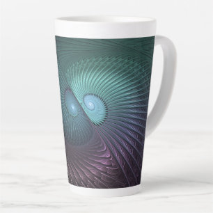 Tasse Latte Deux spirales colorées art fractal abstrait modern