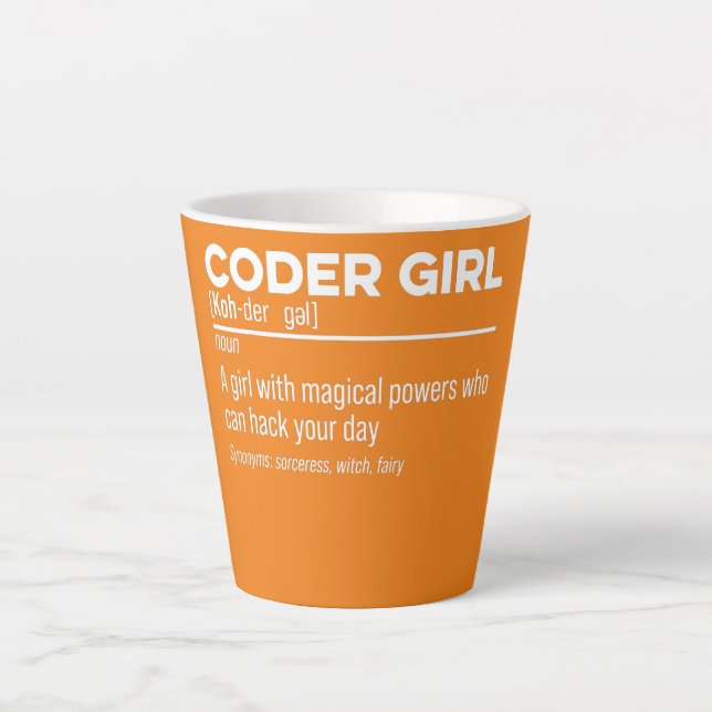 Tasse Latte Développeur logiciel Coder Girl Definition Noun (Devant)