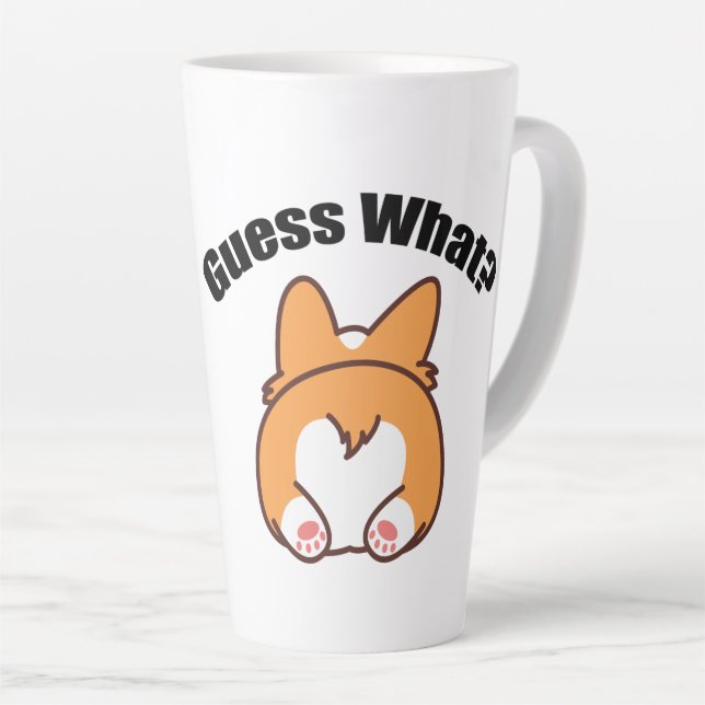 Tasse Latte Devinez quel Humour Corgi Butt (Angle droit)