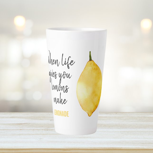 Tasse Latte Devis jaune citron amusant (Créateur téléchargé)