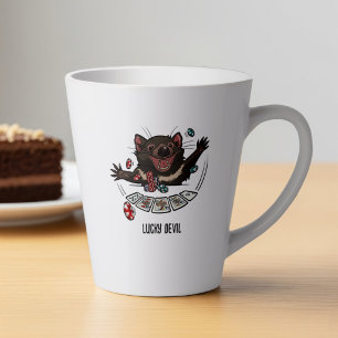 Tasse Latte Diable chanceux Diable de Tasmanie Art Joueur de p