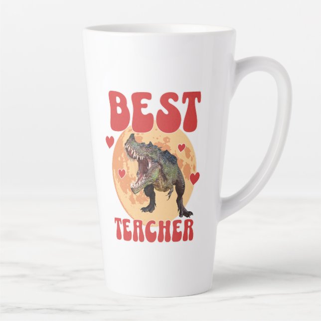 Tasse Latte Dinosaur Dino Meilleur Enseignant (Droite)