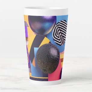 Tasse Latte Disposition abstraite avec des sphères colorées