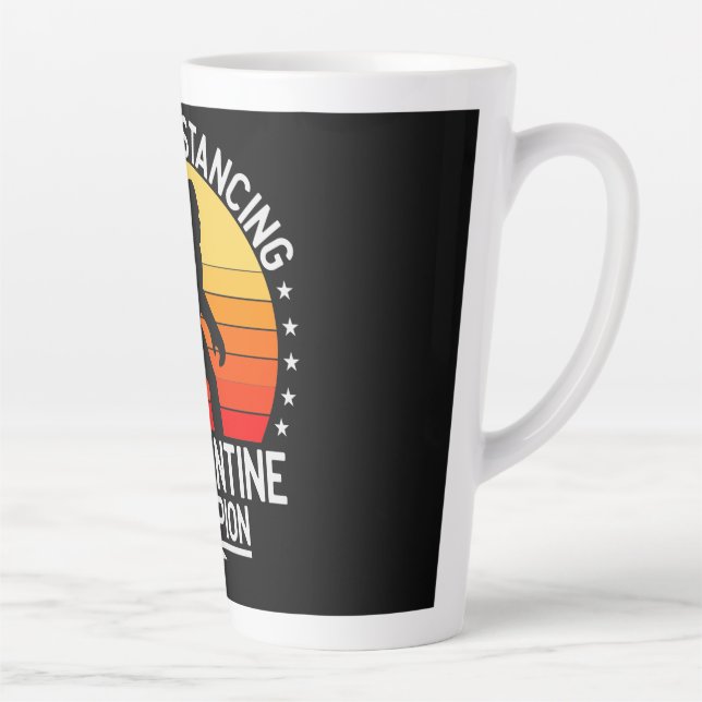 Tasse Latte Distances sociales Quarantaine   (Droite)