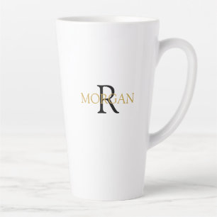 Tasse Latte do-it-yourself Monogramme & Nom, Design simple, No