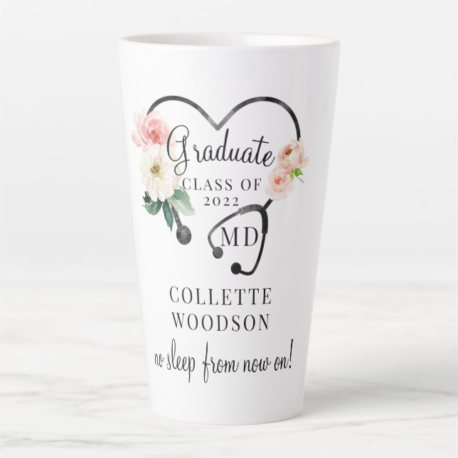 Tasse Latte Docteur en stéthoscope MD Gradué (Devant)