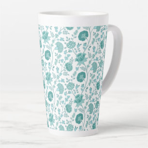 Tasse Latte Dos de motifs floraux jacobéens sur blanc