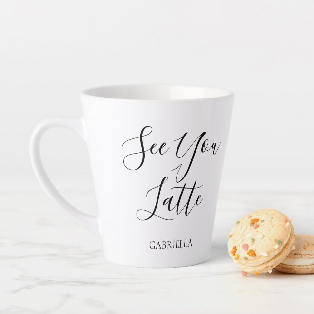 Tasse Latte Double face moderne vous voir Latte Noir Blanc (En situation)
