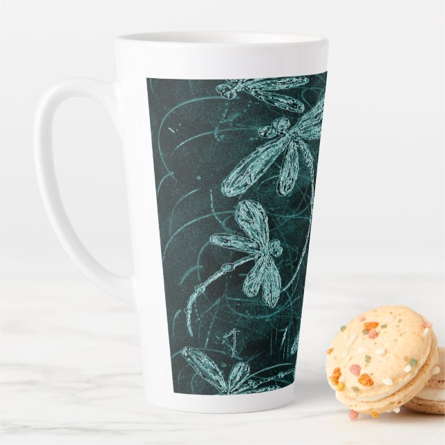 Tasse Latte Dragonfly Disco Midnight Blue (En situation)