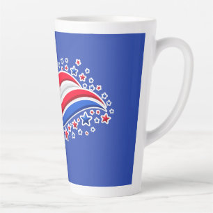 Tasse Latte Drapeau américain ondulé patriotique avec étoiles
