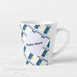 Tasse Latte Drapeau Azores Azoréen Personnalisé en Carreaux 