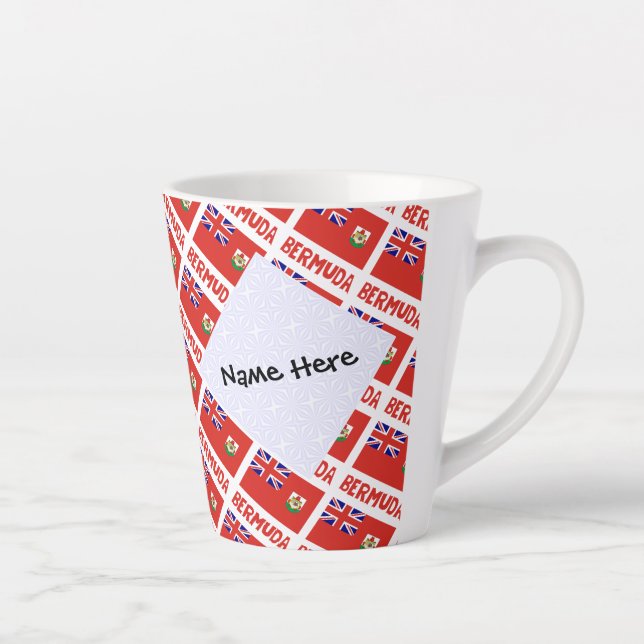 Tasse Latte Drapeau bermudien personnalisé en mosaïque  (Droite)