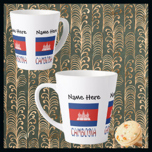 Tasse Latte Drapeau cambodgien Personnalisé Petit Dernier