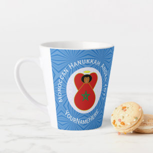 Tasse Latte Drapeau d'ange de Hanukkah marocain personnalisé 