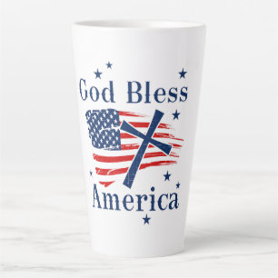 Tasse Latte Drapeau de Dieu béni America USA