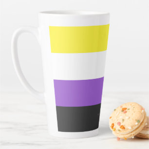 Tasse Latte Drapeau de fierté non binaire de SlipperyJoe's jau