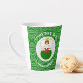 Tasse Latte Drapeau de Noël Welsh Angel Personnalisé
