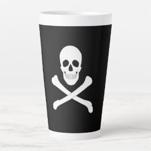 Tasse Latte Drapeau de pirate (crâne et os croisés) (Jolly rog