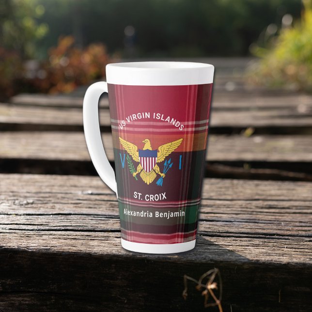 Tasse Latte Drapeau des îles Vierges St Croix Madras Personnal (Créateur téléchargé)