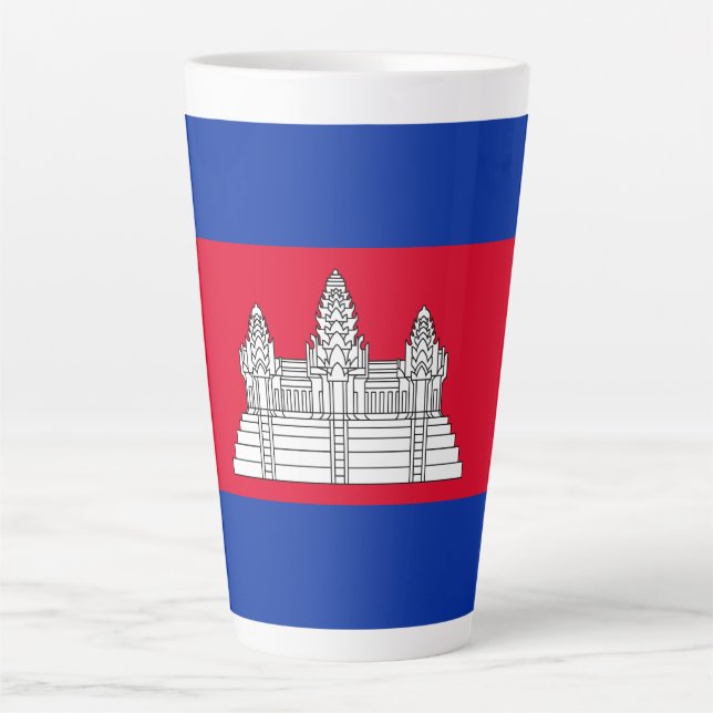 Tasse Latte Drapeau du Cambodge patriotique (Devant)