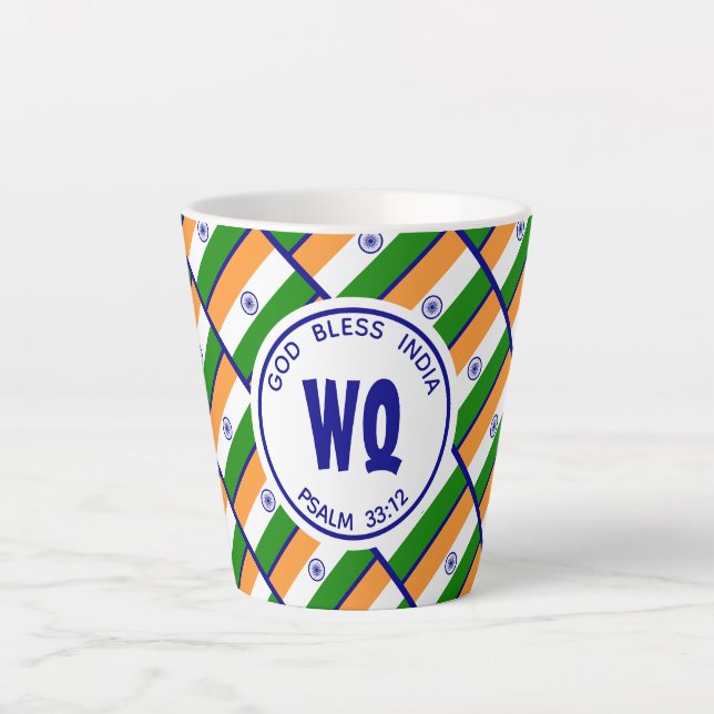 Tasse Latte Drapeau indien Patriotique Personnalisable (Devant)