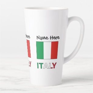 Tasse Latte Drapeau italien avec votre nom