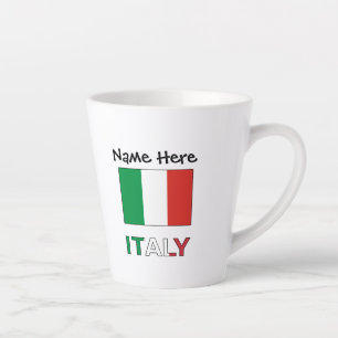 Tasse Latte Drapeau italien avec votre nom